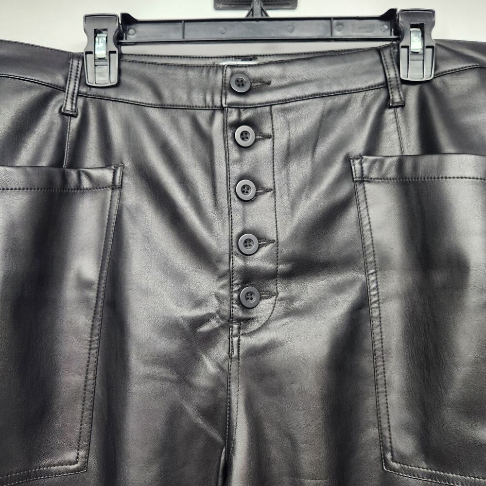 NWOT Pistola Black Tammy High Rise Trouser Vegan Faux Leather Pants Women 18W - Picture 8 of 11